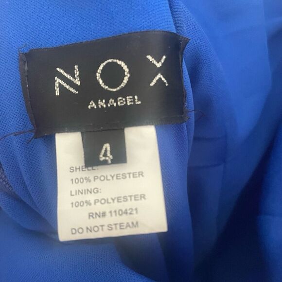 Nox Anabel Royal Blue Corset Prom Dress Long Formal Gown Size 4 E1042 Cowl Neck - Picture 7 of 14